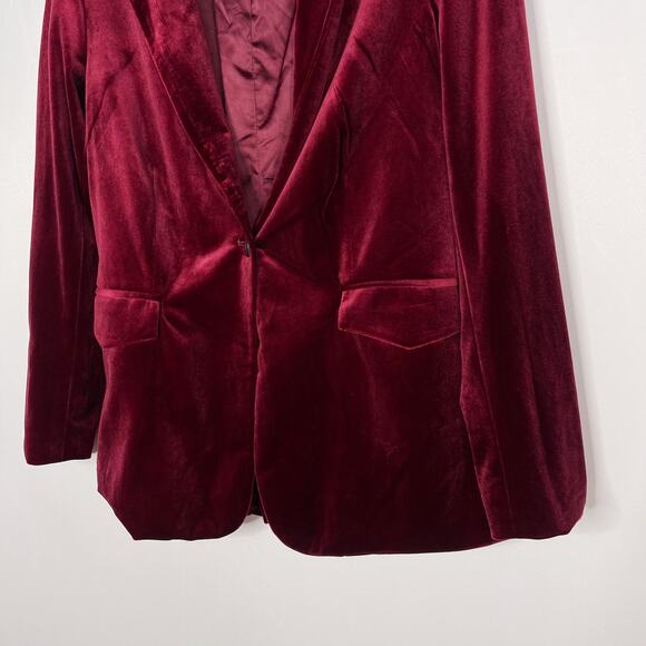 New Blank NYC XSmall XS Burgundy Red Low Key Velvet Blazer Evereve Lined Holiday - Picture 4 of 10